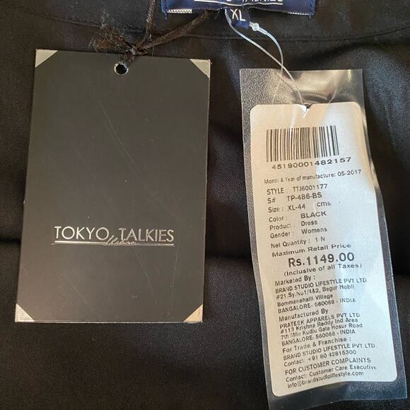 NWT Tokyo Talkies Sz XL Black Red Fully Lined Belted Sleeveless Sample Dress - Picture 8 of 13